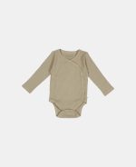 Body kimono cu mânecă lungă din bumbac organic - Olive - Little Dutch - imagine 2