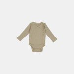 Body kimono cu mânecă lungă din bumbac organic - Olive - Little Dutch