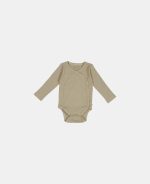 Body kimono cu mânecă lungă din bumbac organic - Olive - Little Dutch