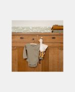 Body kimono cu mânecă lungă din bumbac organic - Olive - Little Dutch - imagine 3