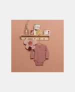 Body kimono cu mânecă lungă din bumbac organic - Vintage Pink - Little Dutch - imagine 3