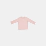 Bluziță din bumbac organic cu volane la guler și manșete Soft Pink - Vintage Little Flowers - Little Dutch