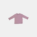 Bluziță din bumbac organic cu volane la guler și manșete Mauve - Vintage Little Flowers - Little Dutch