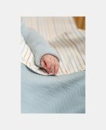 Cardigan tricotat din mix de lână pentru bebeluși - Soft Blue - Vintage Sunny Stripes - Little Dutch - imagine 4