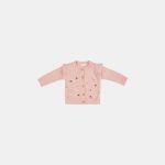 Cardigan tricotat cu broderie pentru bebeluși - Soft Pink - Vintage Little Flowers - Little Dutch