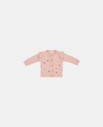 Cardigan tricotat cu broderie pentru bebeluși - Soft Pink - Vintage Little Flowers - Little Dutch