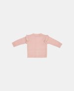 Cardigan tricotat cu broderie pentru bebeluși - Soft Pink - Vintage Little Flowers - Little Dutch - imagine 3