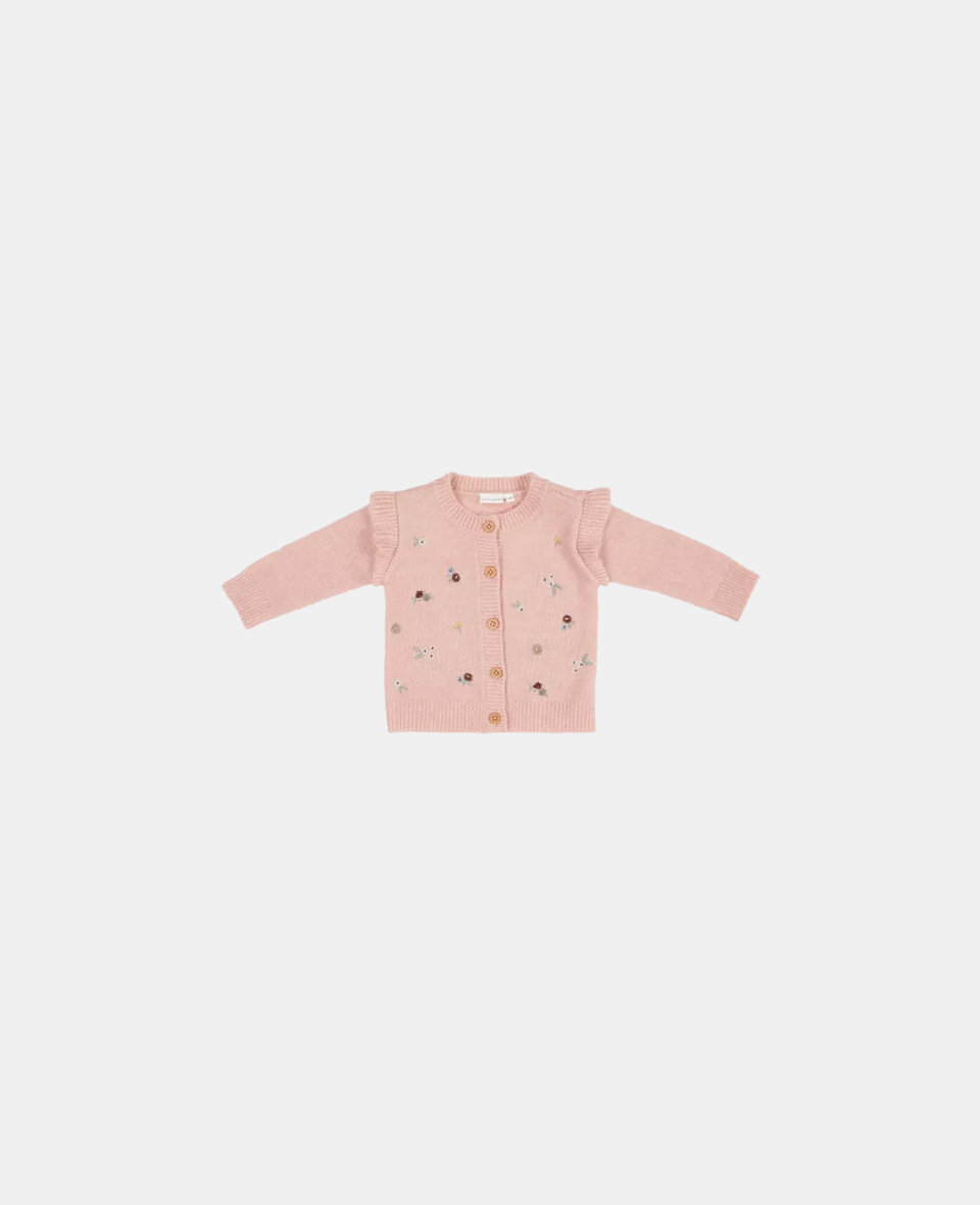 LD-CL25355101.jpg Cardigan tricotat cu broderie pentru bebeluși - Soft Pink - Vintage Little Flowers - Little Dutch - imagine 1