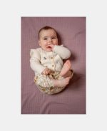 Cardigan tricotat cu broderie pentru bebeluși - Soft White - Vintage Little Flowers - Little Dutch - imagine 4