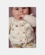 Cardigan tricotat cu broderie pentru bebeluși - Soft White - Vintage Little Flowers - Little Dutch - imagine 5