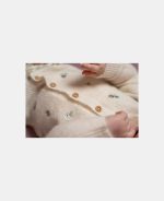 Cardigan tricotat cu broderie pentru bebeluși - Soft White - Vintage Little Flowers - Little Dutch - imagine 6
