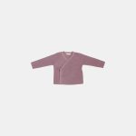 Cardigan tricotat petrecut din mix de lână pentru bebeluși - Mauve - Vintage Little Flowers - Little Dutch