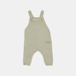 Salopetă tricotată din mix de lână pentru bebeluși - Green - Vintage Sunny Stripes - Little Dutch