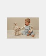 Salopetă tricotată din mix de lână pentru bebeluși - Soft Blue - Vintage Sunny Stripes - Little Dutch - imagine 5