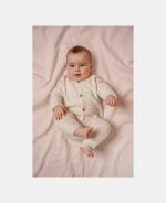 Pantaloni tricotați din mix de lână - Soft White - Vintage Sunny Stripes - Little Dutch - imagine 4