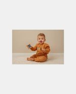 Pantaloni din bumbac organic - Almond - Vintage Sunny Stripes - Little Dutch - imagine 5