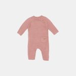 Salopetă tricotată pentru bebeluși - Vintage Pink - Little Pink Flowers - Little Dutch