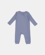 Salopetă rib din bumbac organic pentru bebeluși - Blue - Little Dutch - imagine 2