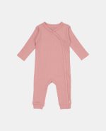 Salopetă rib din bumbac organic pentru bebeluși - Vintage Pink - Little Dutch - imagine 2