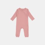 Salopetă rib din bumbac organic pentru bebeluși - Vintage Pink - Little Dutch