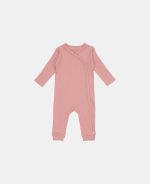 Salopetă rib din bumbac organic pentru bebeluși - Vintage Pink - Little Dutch