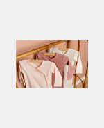 Salopetă rib din bumbac organic pentru bebeluși - Vintage Pink - Little Dutch - imagine 4