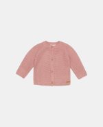 Cardigan tricotat pentru bebelusi - Vintage Pink - Little Pink Flowers - Little Dutch - imagine 2