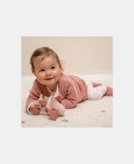 Cardigan tricotat pentru bebelusi - Vintage Pink - Little Pink Flowers - Little Dutch - imagine 4