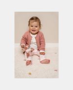 Cardigan tricotat pentru bebelusi - Vintage Pink - Little Pink Flowers - Little Dutch - imagine 5