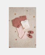 Cardigan tricotat pentru bebelusi - Vintage Pink - Little Pink Flowers - Little Dutch - imagine 7