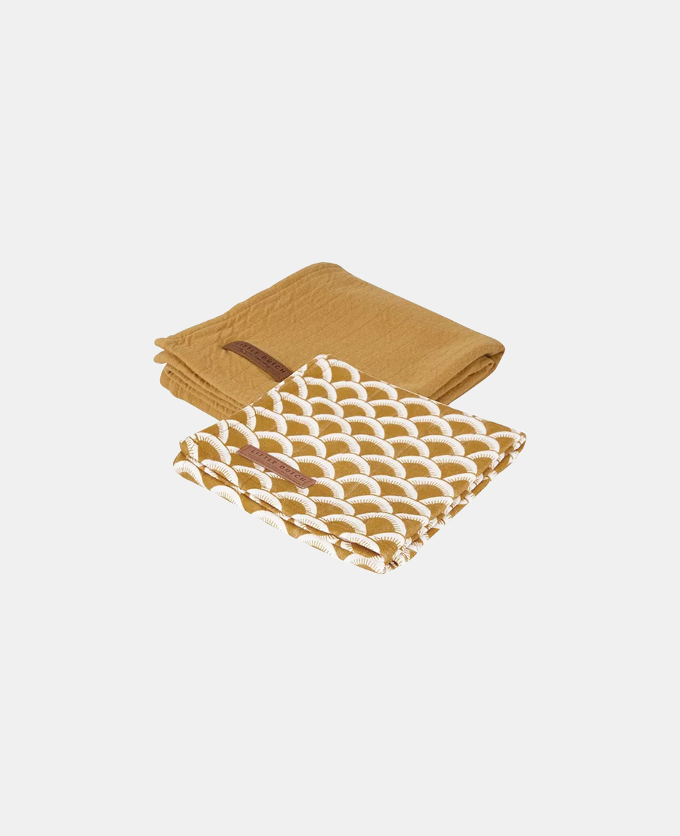 LD-TE50320780.jpg Set două museline din bumbac Sunrise Ochre & Pure Ochre Little Dutch - imagine 1