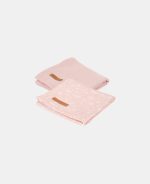 Set două museline din bumbac Wild Flowers Pink & Pure Pink Little Dutch