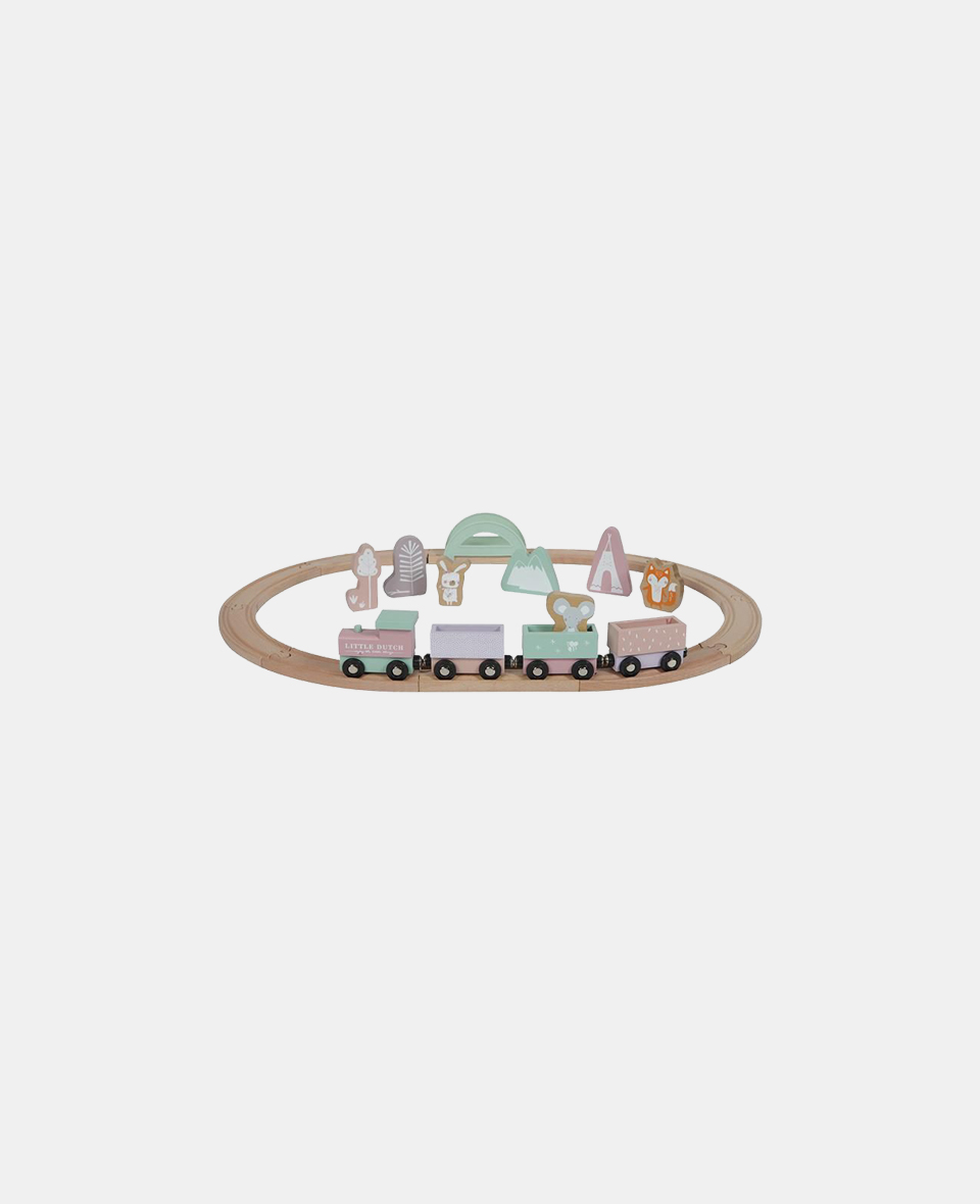 LD4422.jpg Set trenuleț din lemn cu șine și accesorii Pink Little Dutch - imagine 1