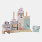 Jucărie din lemn pentru stivuire Clădiri Pink Little Dutch
