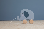 Jucărie din lemn cu roți și șnur pentru tras Elefant Little Dutch - imagine 5