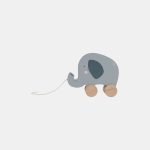 Jucărie din lemn cu roți și șnur pentru tras Elefant Little Dutch