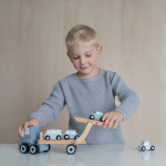 Camion cu platformă cu mașinuțe din lemn Blue Little Dutch - imagine 7