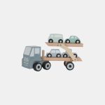 Camion cu platformă cu mașinuțe din lemn Blue Little Dutch