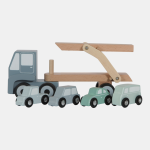 Camion cu platformă cu mașinuțe din lemn Blue Little Dutch - imagine 4