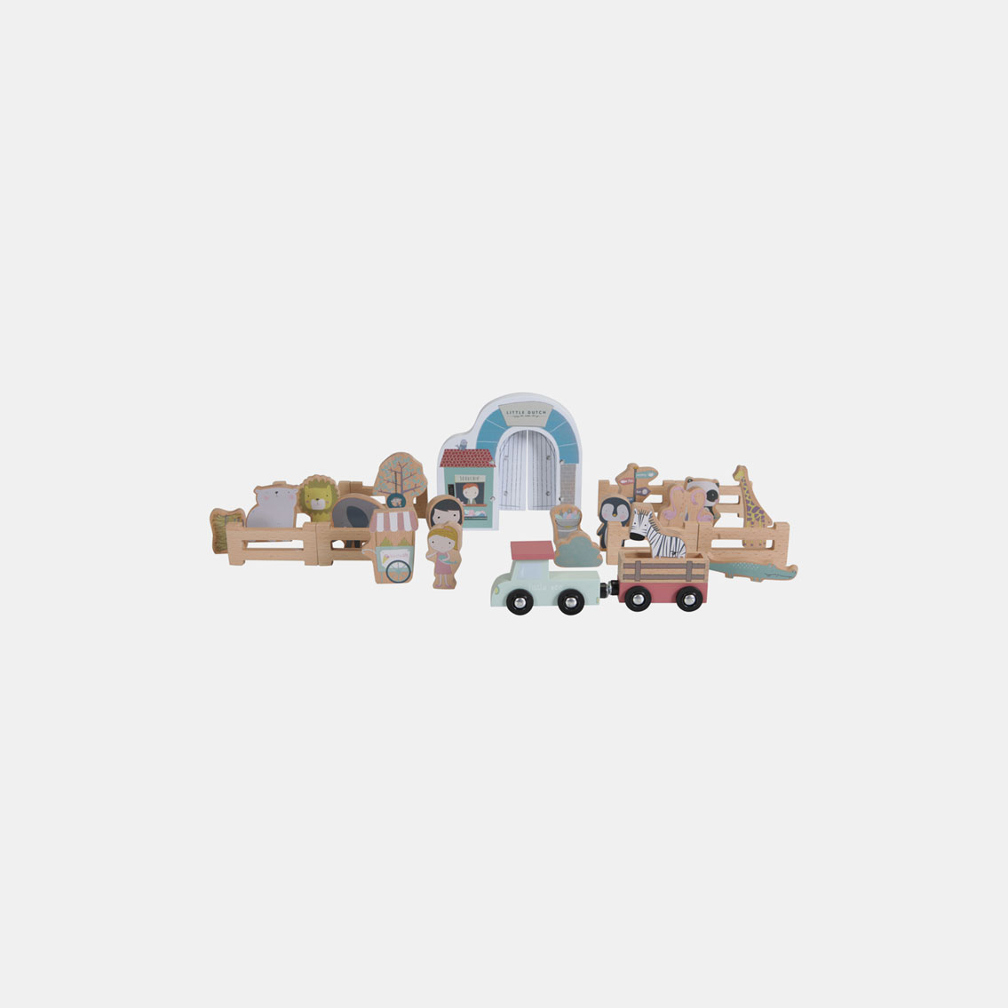 LD4488-Railway-Train-Zoo-Product-1-1_main.jpg Grădină zoologică cu figurine din lemn extensie Little Railway Collection Little Dutch - imagine 1