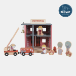 Secție de pompieri cu figurine din lemn Extensie Little Railway Collection Little Dutch