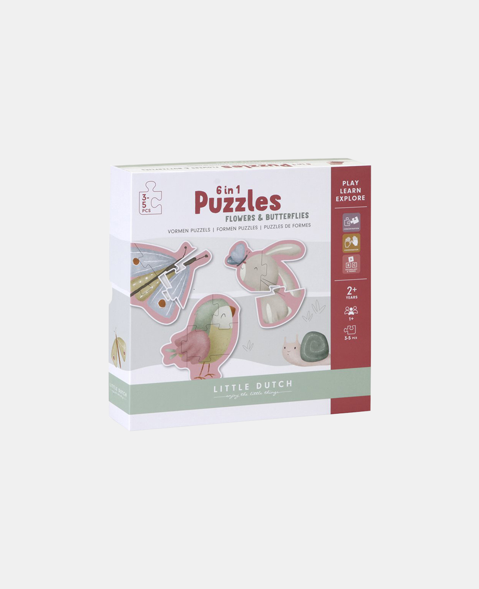 LD4760.jpg Puzzle 6 in 1 - Flowers & Butterflies - Little Dutch - imagine 1
