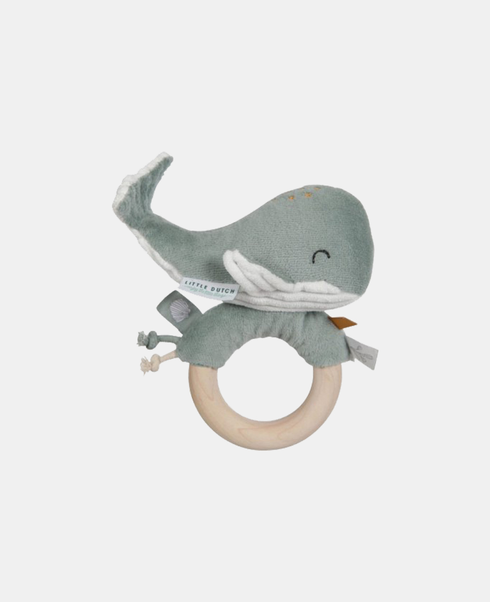 LD4814.jpg Jucărie zornăitoare cu inel din lemn Colecția Ocean Mint Little Dutch - imagine 1