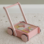 Premergător din lemn cu spațiu de depozitare și blocuri de construit Pink colecția Ocean Little Dutch - imagine 4