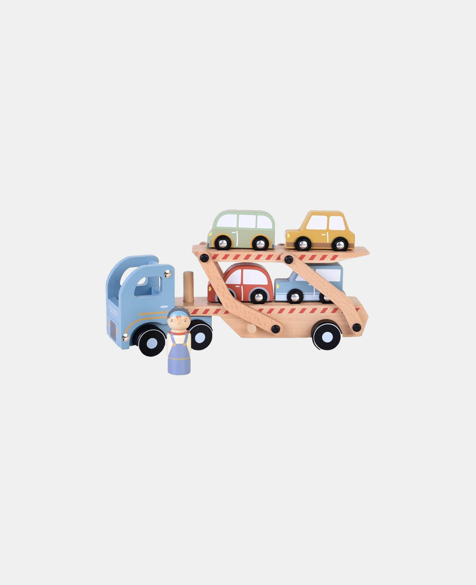 LD7095.jpg Camion din lemn FSC cu platforma si sofer - Little Dutch - imagine 1