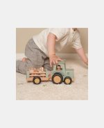 Tractor din lemn FSC cu remorcă - Little Farm - Little Dutch - imagine 3