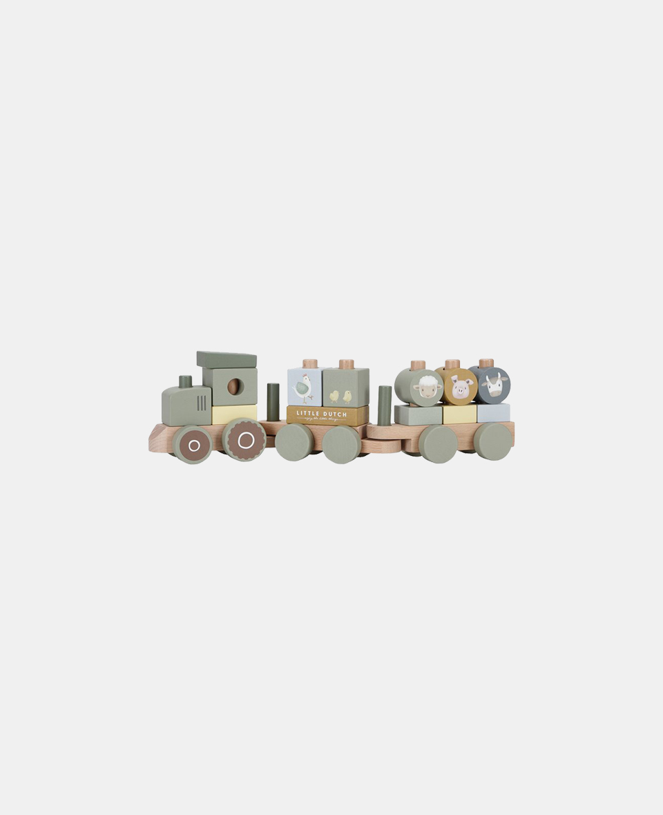 LD7154.jpg Trenuleț din lemn FSC pentru stivuire - Tractor - Little Farm - Little Dutch - imagine 1