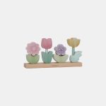 Jucărie din lemn FSC pentru stivuire- Flori- Fairy Garden