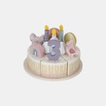 Tort aniversar cu decorațiuni pentru 1-5 ani - Roz - Little Dutch