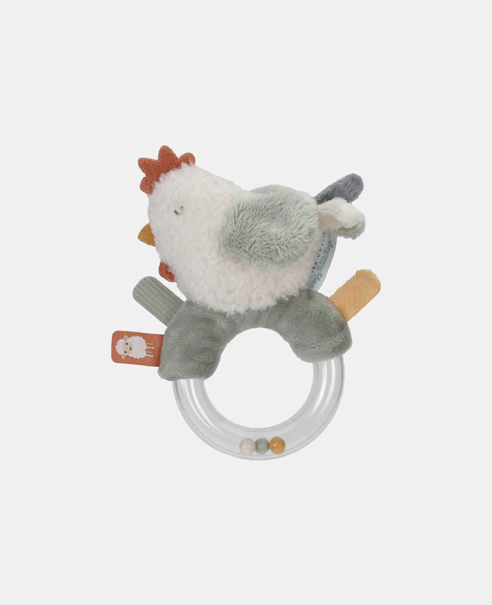 LD8814.jpg Jucărie din pluș cu inel cu mărgele - Găină - Little Farm - Little Dutch - imagine 1